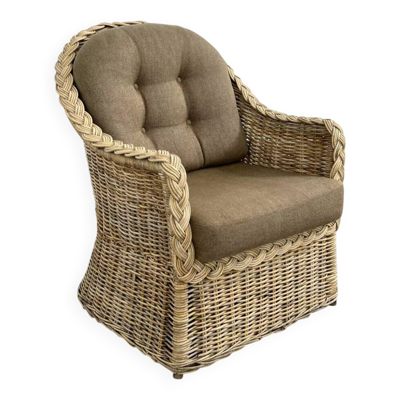 Fauteuil cabriolet en rotin et osier
