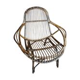 Fauteuil en rotin vintage 60