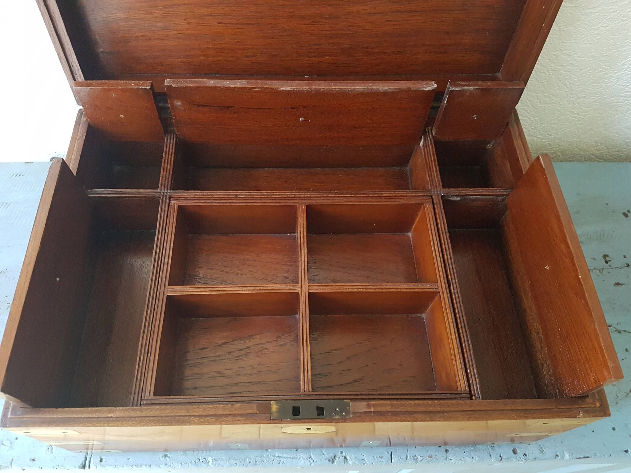 Marine trunk travel cabinet period 19th wood and brass