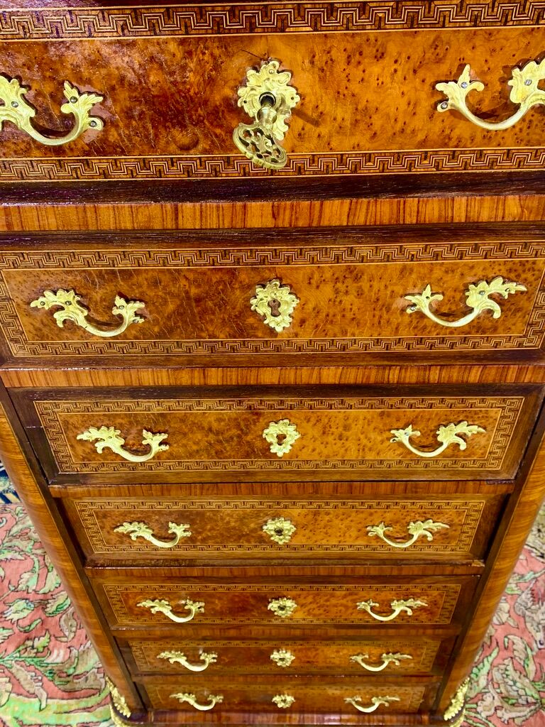 Secretary Napoleon in rosewood, violet wood and gilded bronzes.