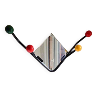Patère boules et miroir vintage