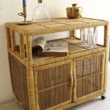 Vintage rattan serving table