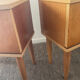 Pair of vintage blond wood bedside tables 70s