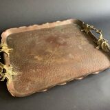 Hammered copper tray and bronze handles