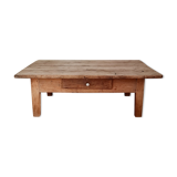 Old farmhouse coffee table in solid wood 1 drawer