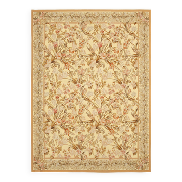 Handmade European Vintage Aubusson Kilim 268 cm x 368 cm