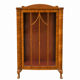 Antique English walnut display cabinet with glass sides in Art Deco style, 30s-40s.