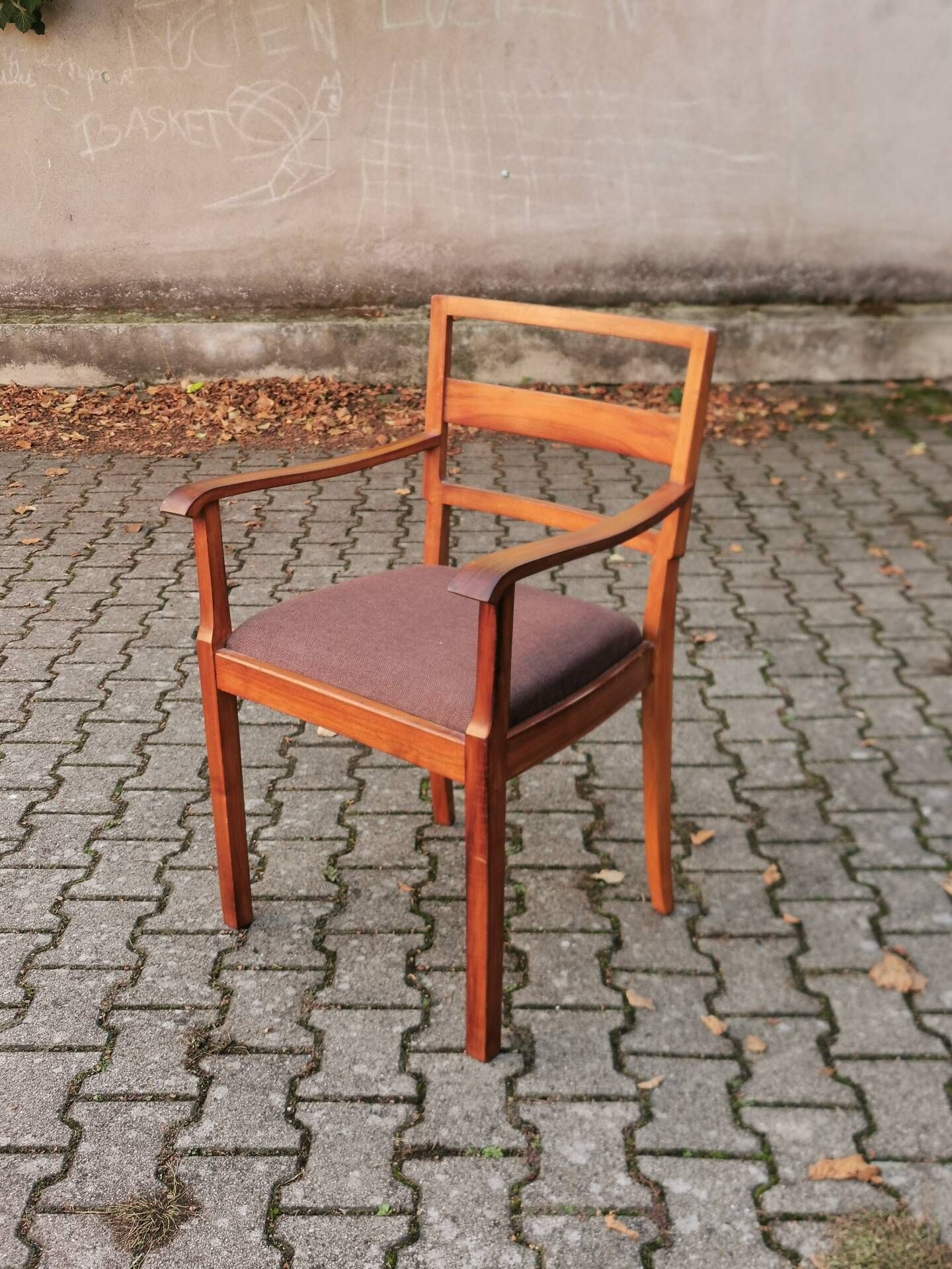 Vintage Scandinavian armchair wood fabric 60's