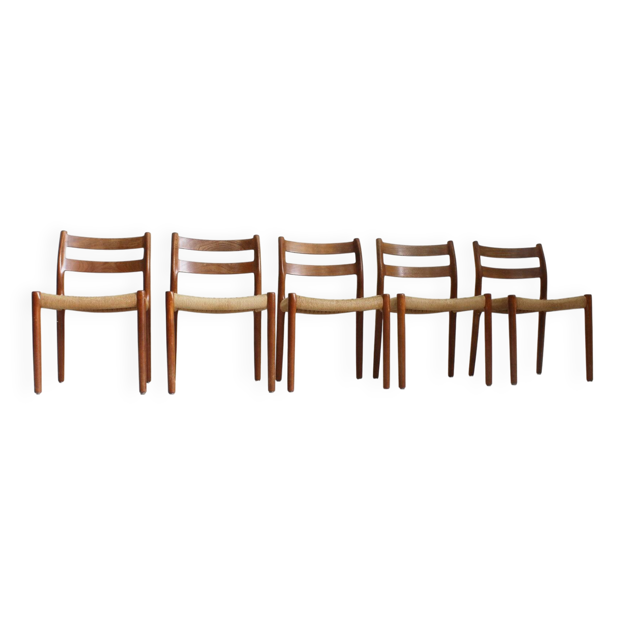 Vintage Danish dining room chairs by Niels Otto Moller model 84 set of 5