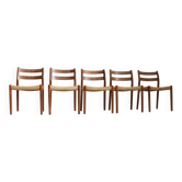 Chaises de salle à manger danoises vintage par Niels Otto Moller modèle 84 ensemble de 5