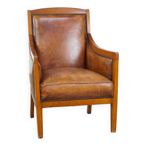 fauteuil Art Déco en - cuir bois
