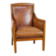 Sheep leather Art Deco design armchair combined with wood