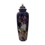 Vase bleu cobalt avec côtes biseautés