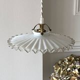 Pleated opaline pendant light