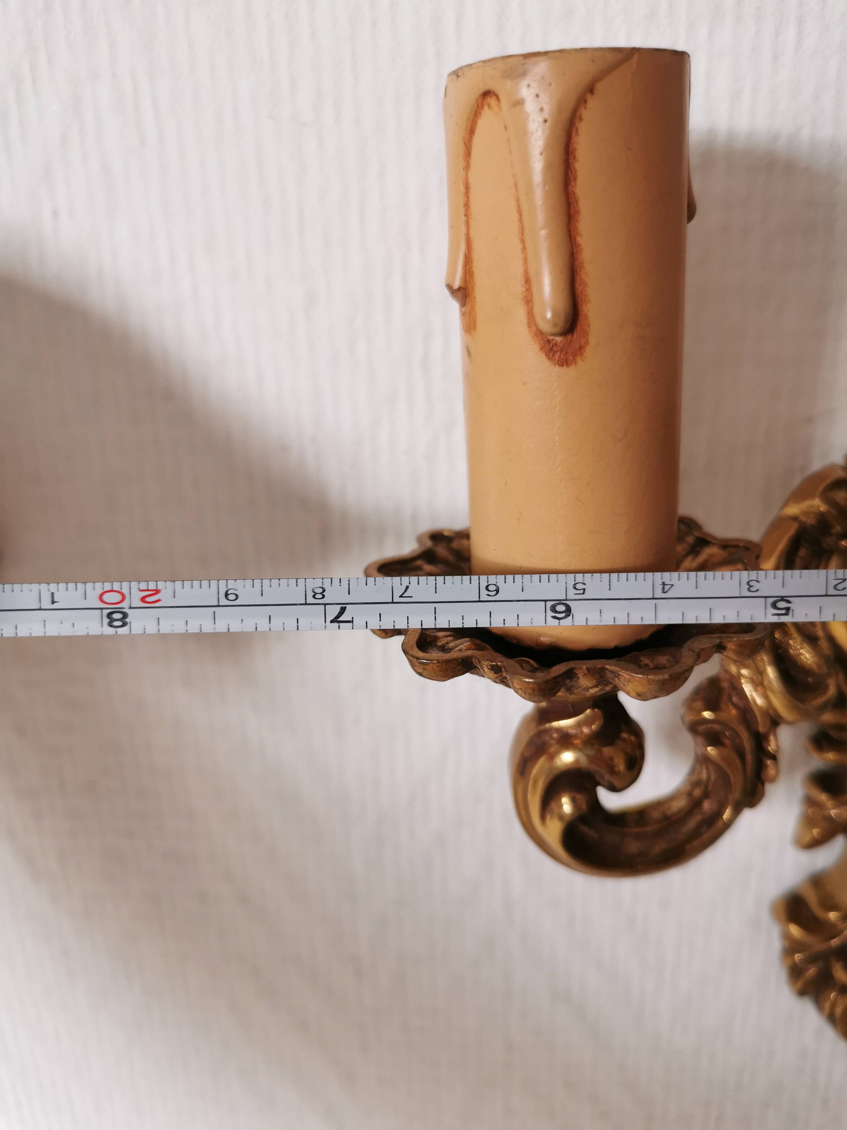 classic style wall lamp, Louis XV in gilded metal in bronze or brass effect candle holder and candlestick