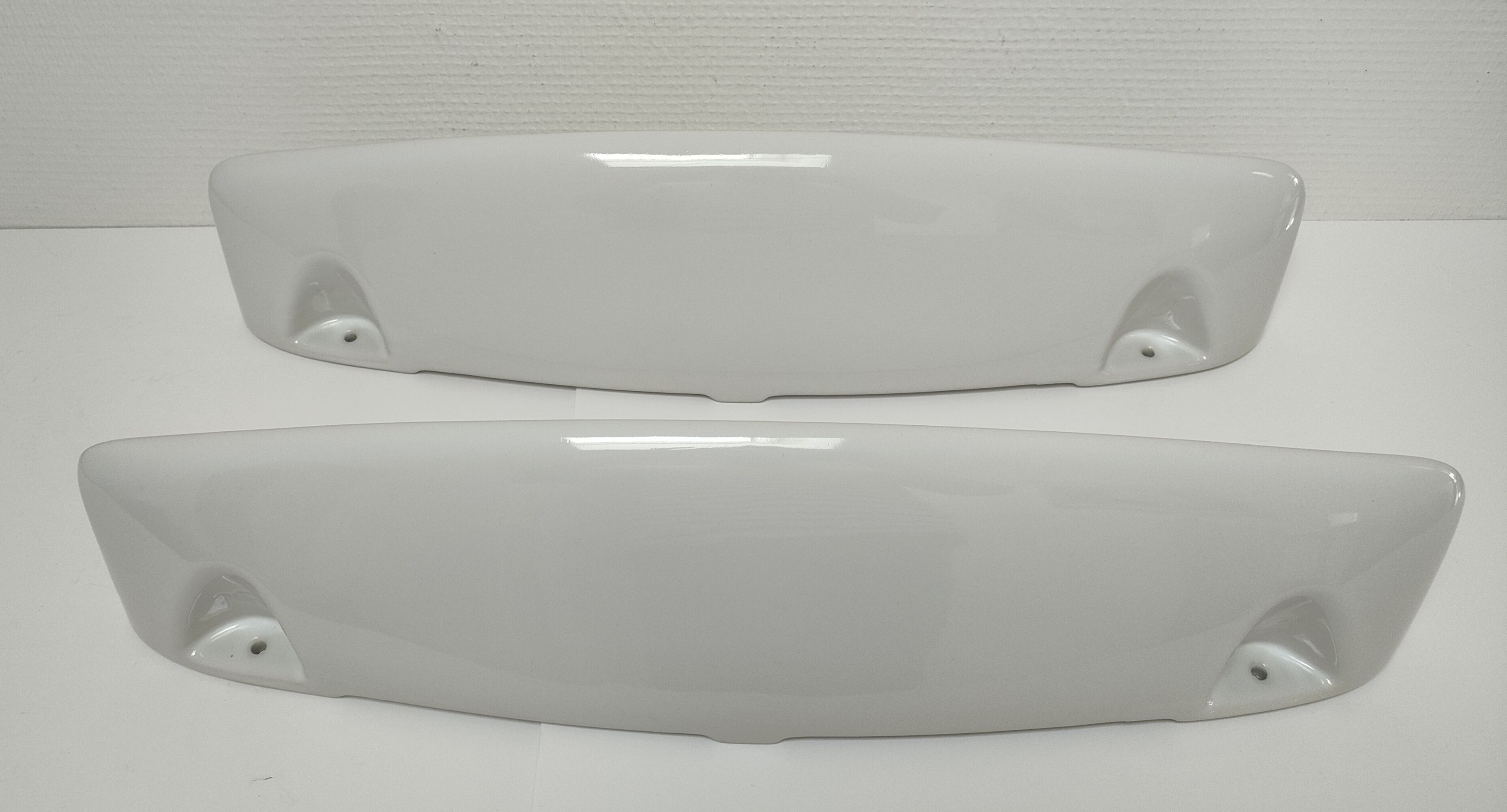 Two wall shelves ceramic glazed white vintage