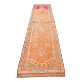 Tapis de couloir Ousahk vintage, 90 x 381 cm, motif orange et fuchsia doux, 2 x 13 pouces