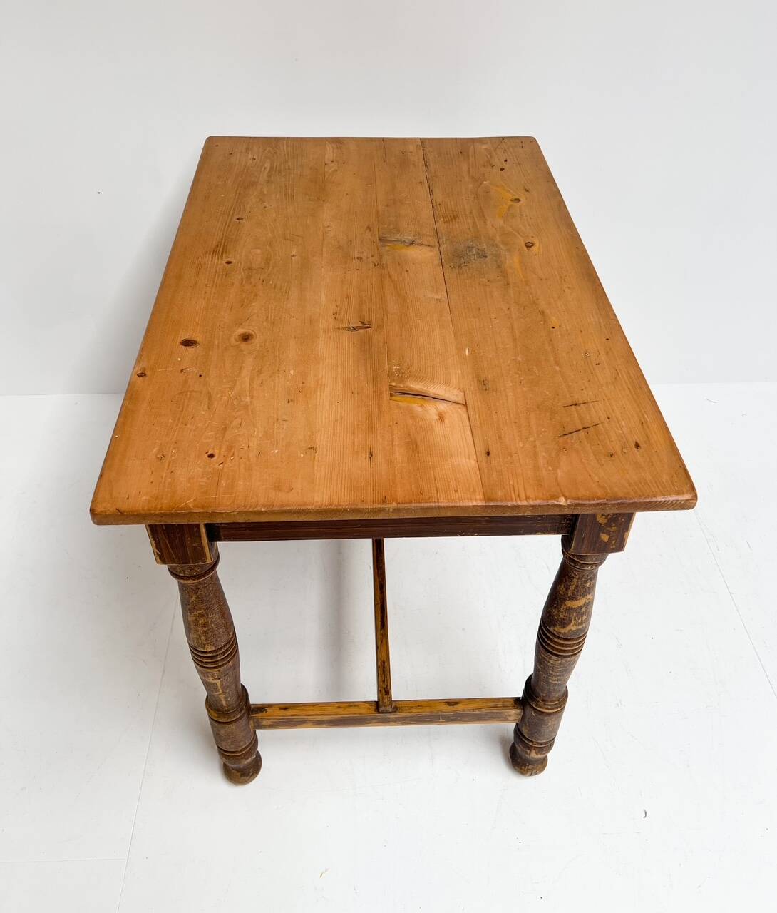 Brocante brown dining table, 1970's