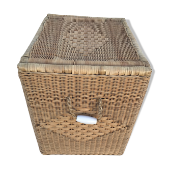 Coffre rangement osier vintage