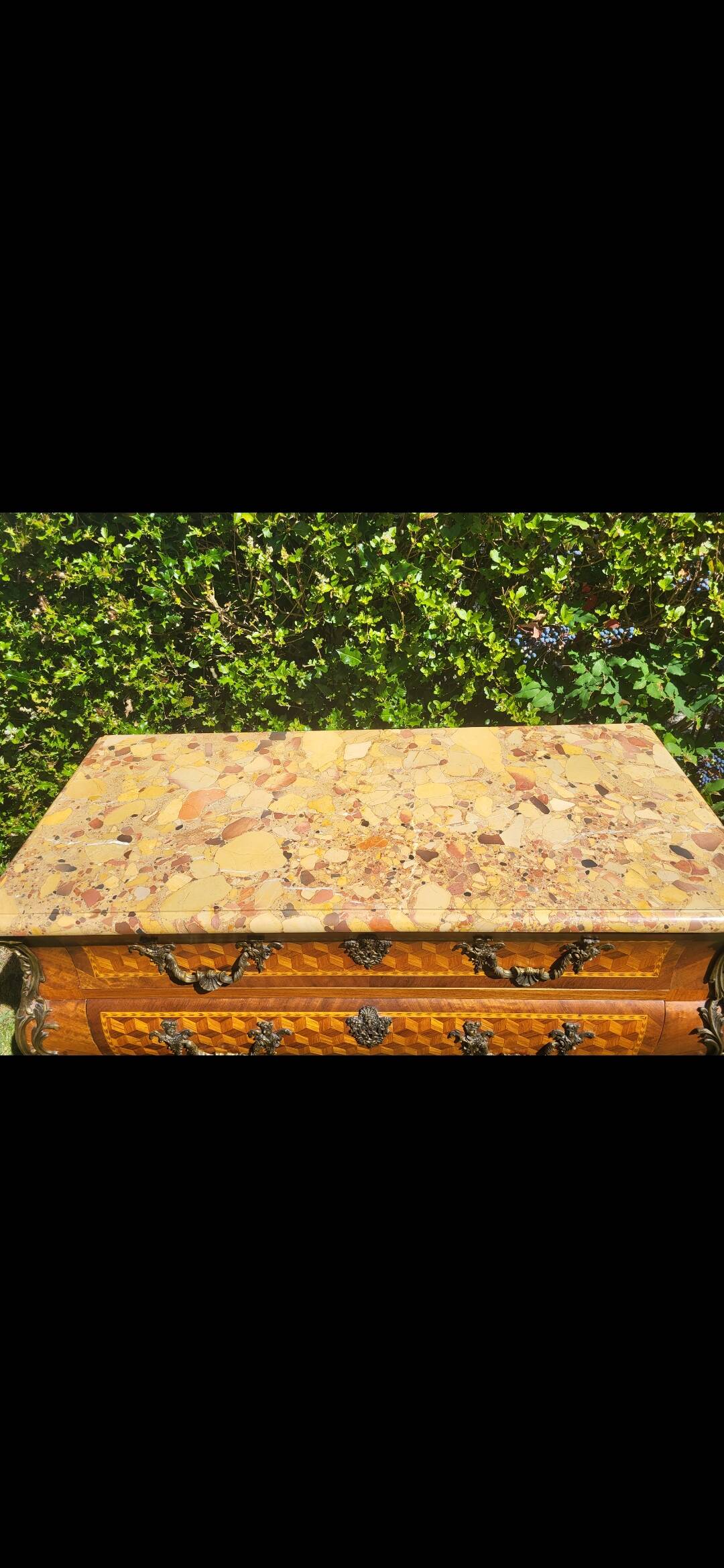 Louis XV marquetry commode – marble top