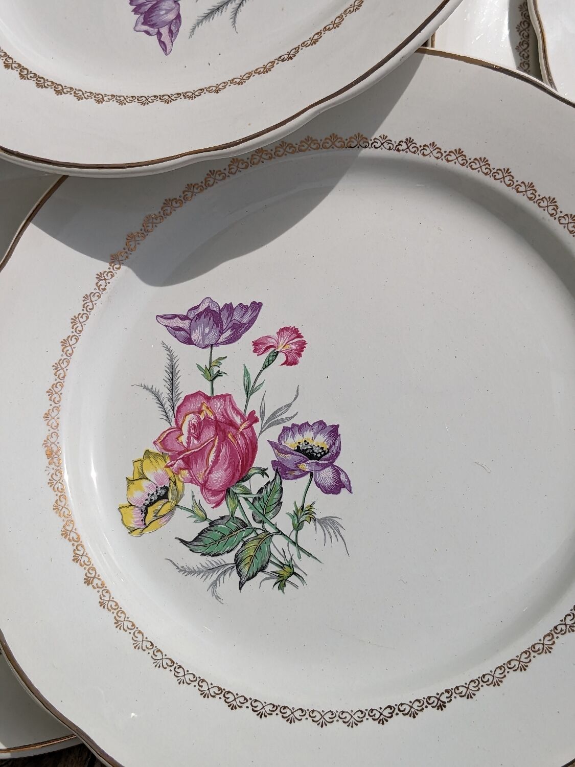 Set of 12 flat plates Digoin Sarreguemines