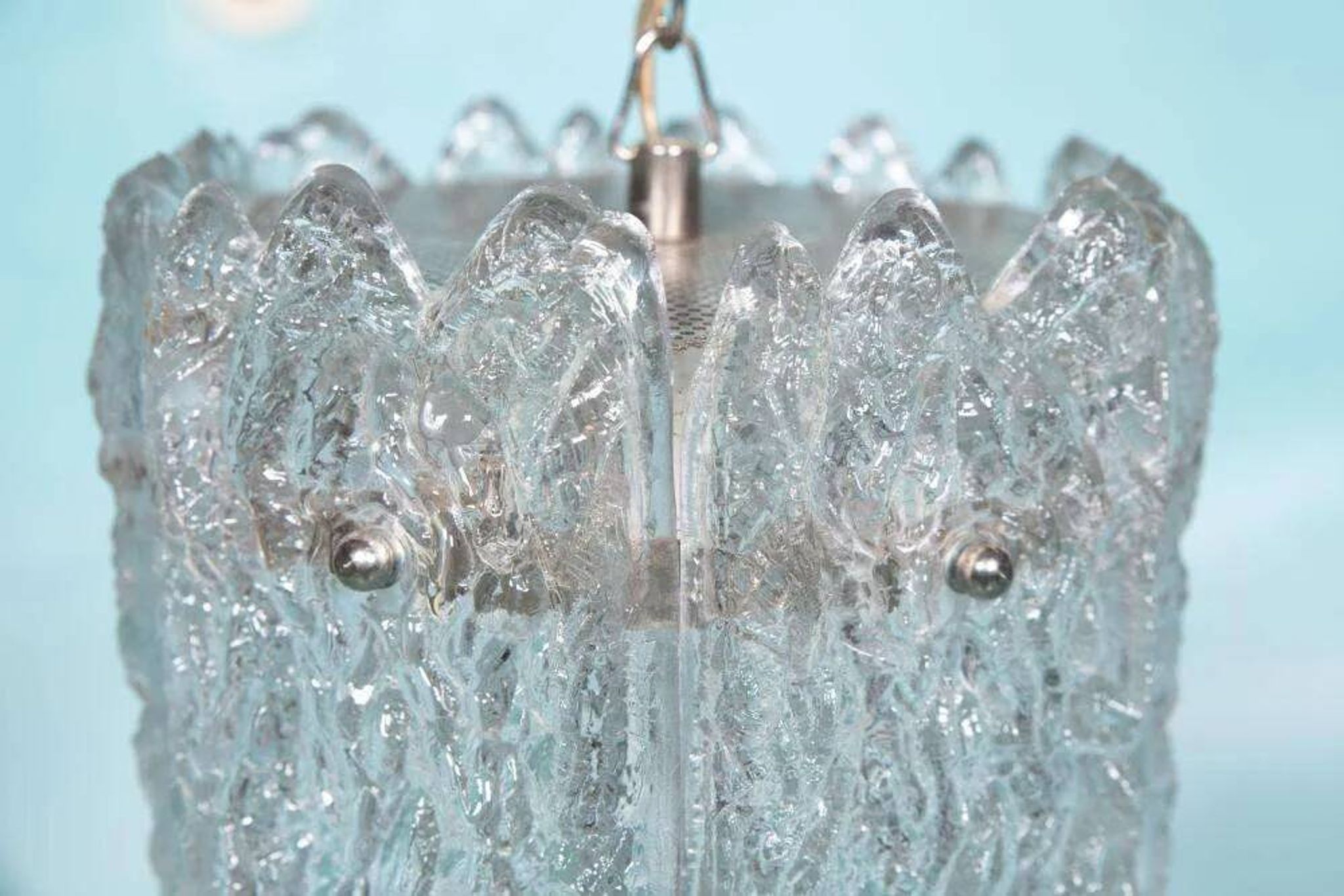 Orrefors Vintage Glass Suspension, Space Age lamp by Fagerlund