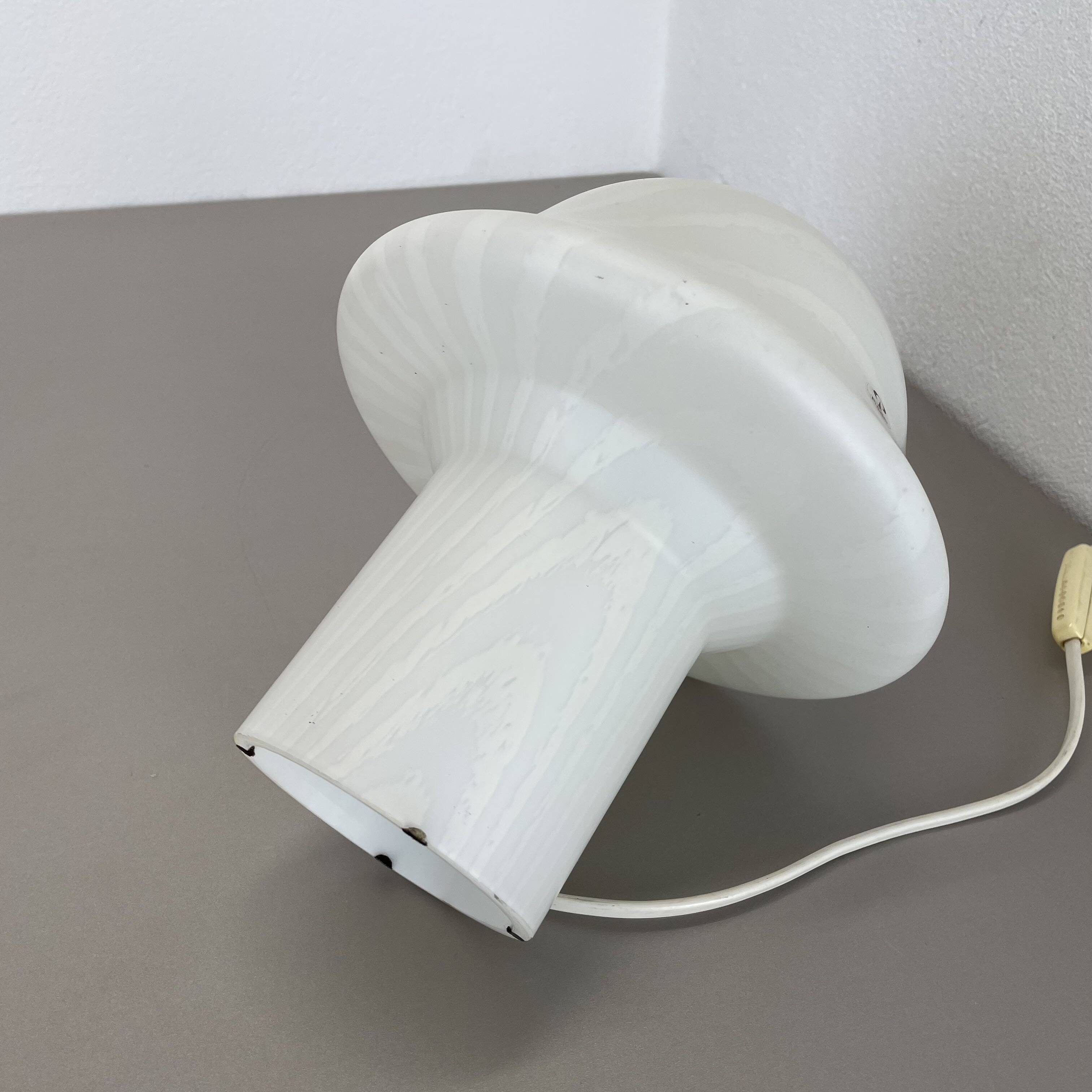 Original glass mushroom zebrano desk light by peill & putzler germany  1970s