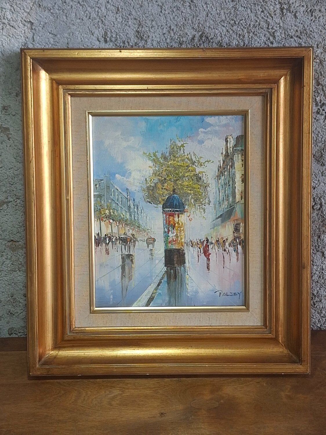 Tableau HST Parisian Impressionist Scene Signed Palsey ~1960