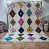 Tapis berbère marocain en laine à motif de losanges colorés – Tissé à la main, artisanat authentique