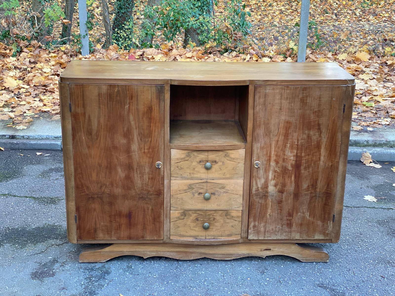 Louise Art Deco Buffet in Walnut Wood, 1950, 140cm