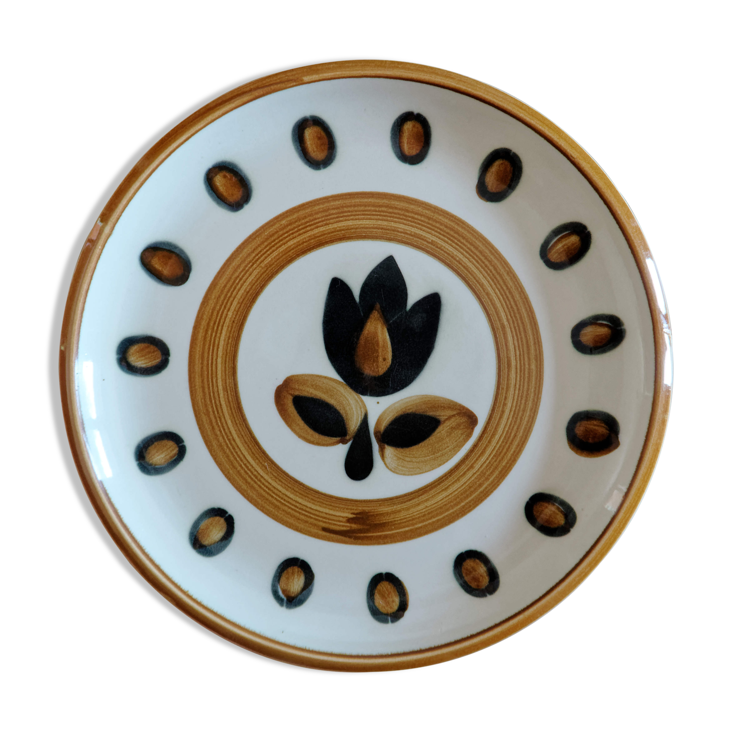 Lot 6 assiettes plates vintage Boch La Louvière Kimono