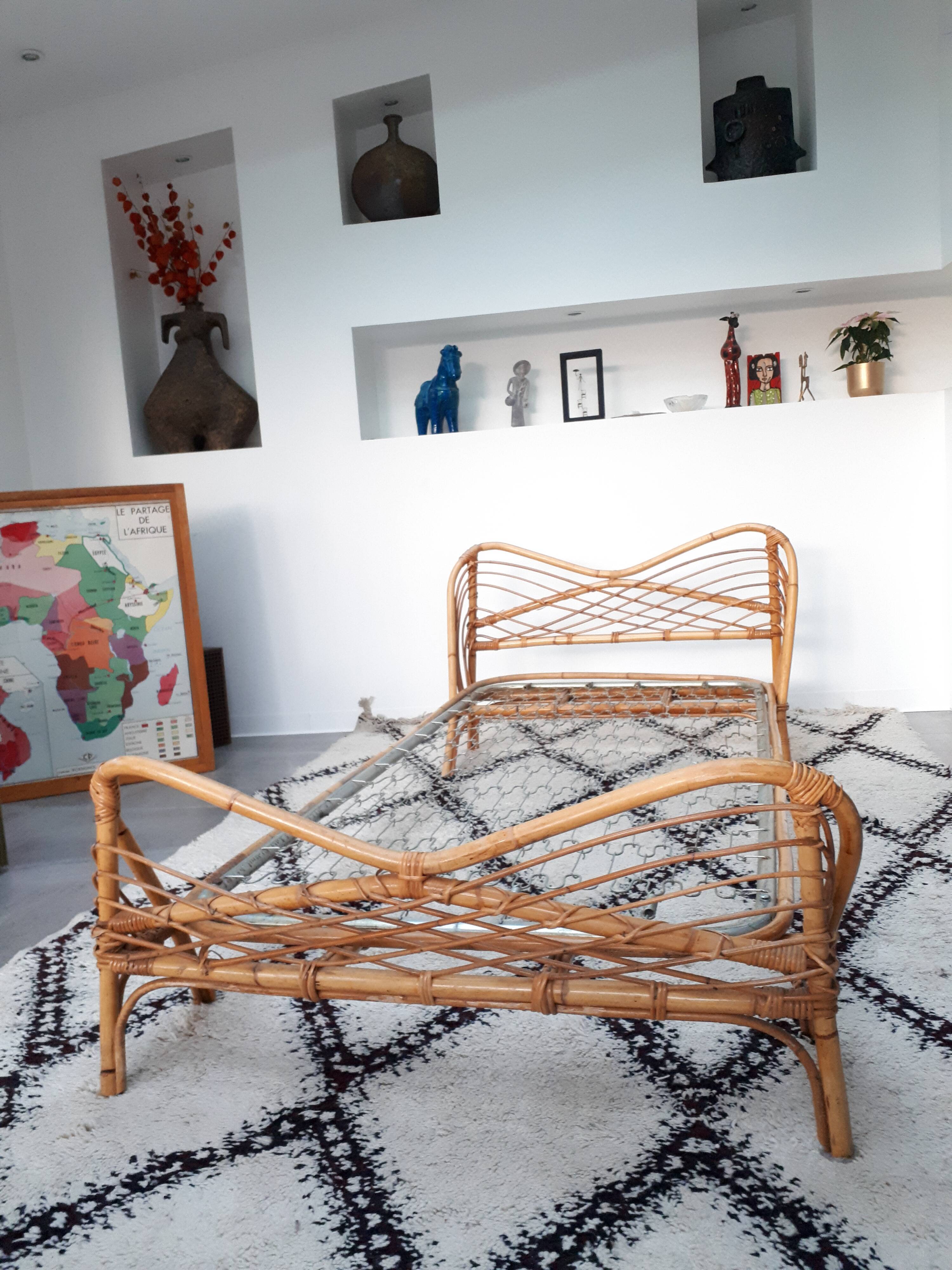 Rattan bed from the 1960s