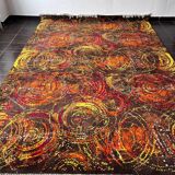 Extraordinary handmade art abstract design wool carpet in style of Kybal, 1960s