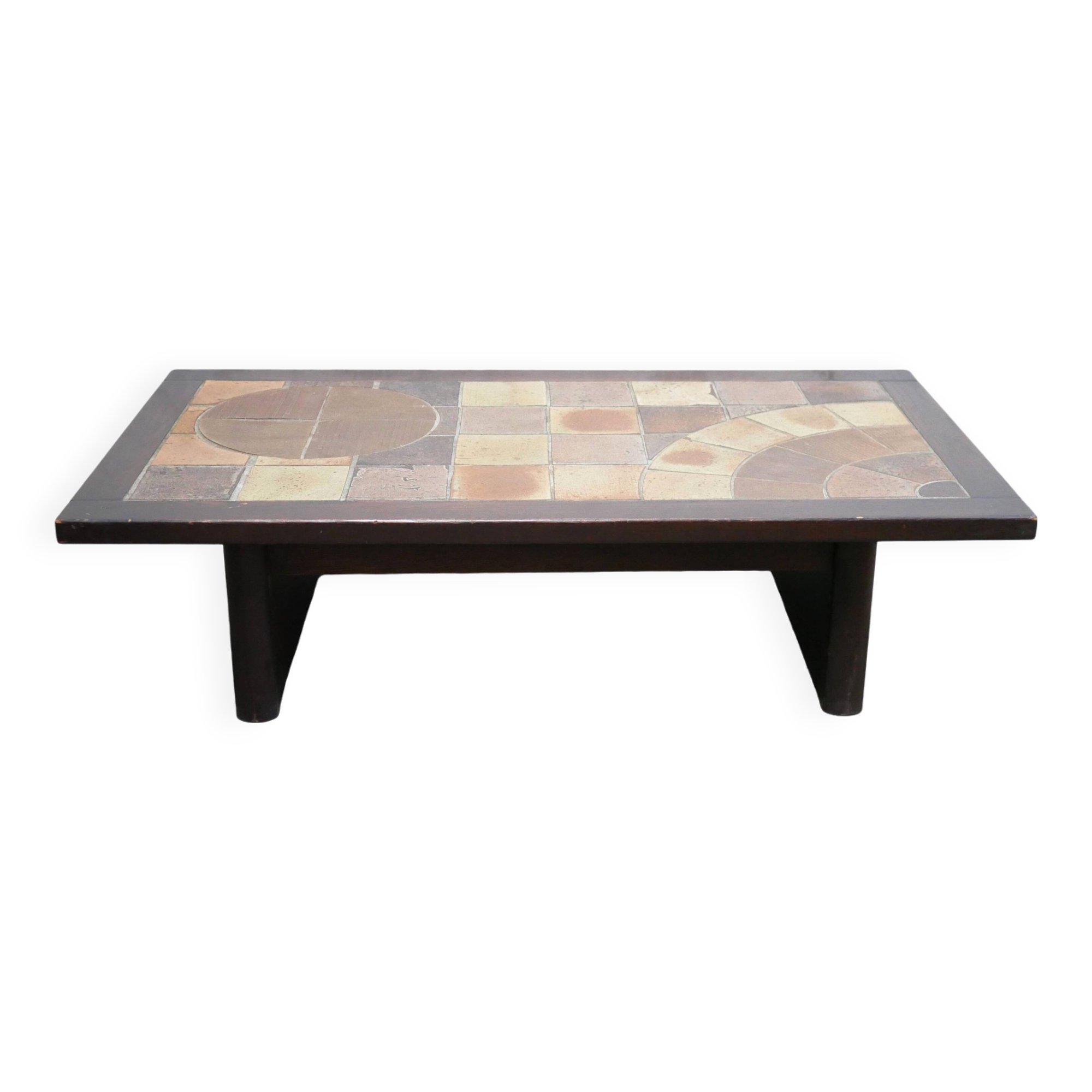 Vintage wood and ceramic coffee table