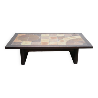 Table basse vintage bois et céramique
