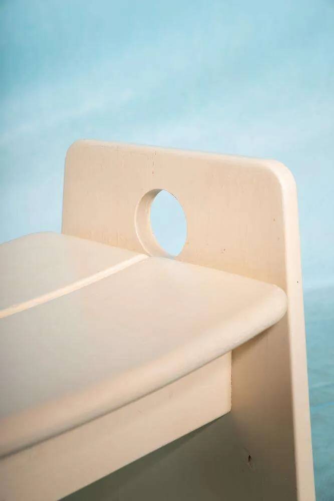 Vintage pine stool, Swedish design by Gilbert Marklund, 1960s.