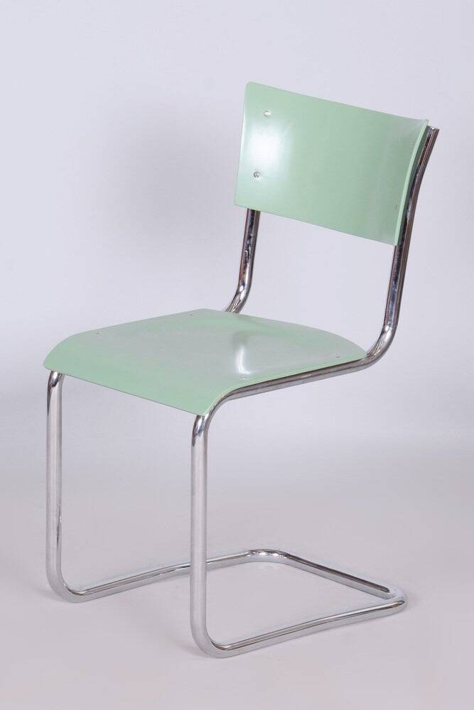 Bauhaus Writing Desk and Chair in Chrome-Plated Steel from Thonet, Czechia, 1930s, Set of 2