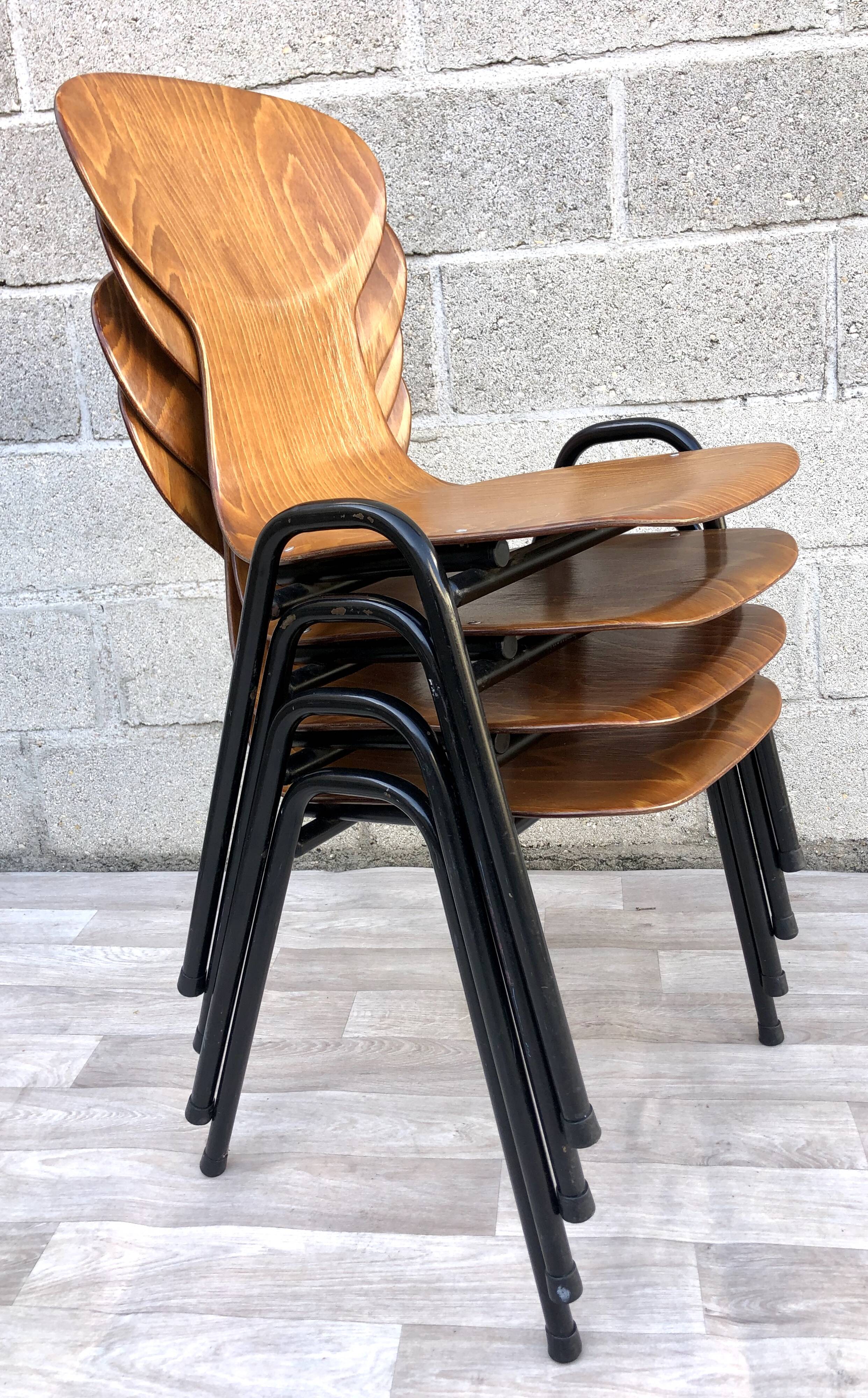 Lot of 4 chairs Ant Eromes 60s vintage