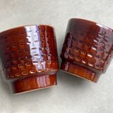 Set of 2 vintage planters - brown ceramic