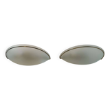 Pair of vintage wall lights, brass and sandblasted glass, Italy 1970