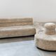 Beige chenille sectional sofa, 3 pieces, 1970s