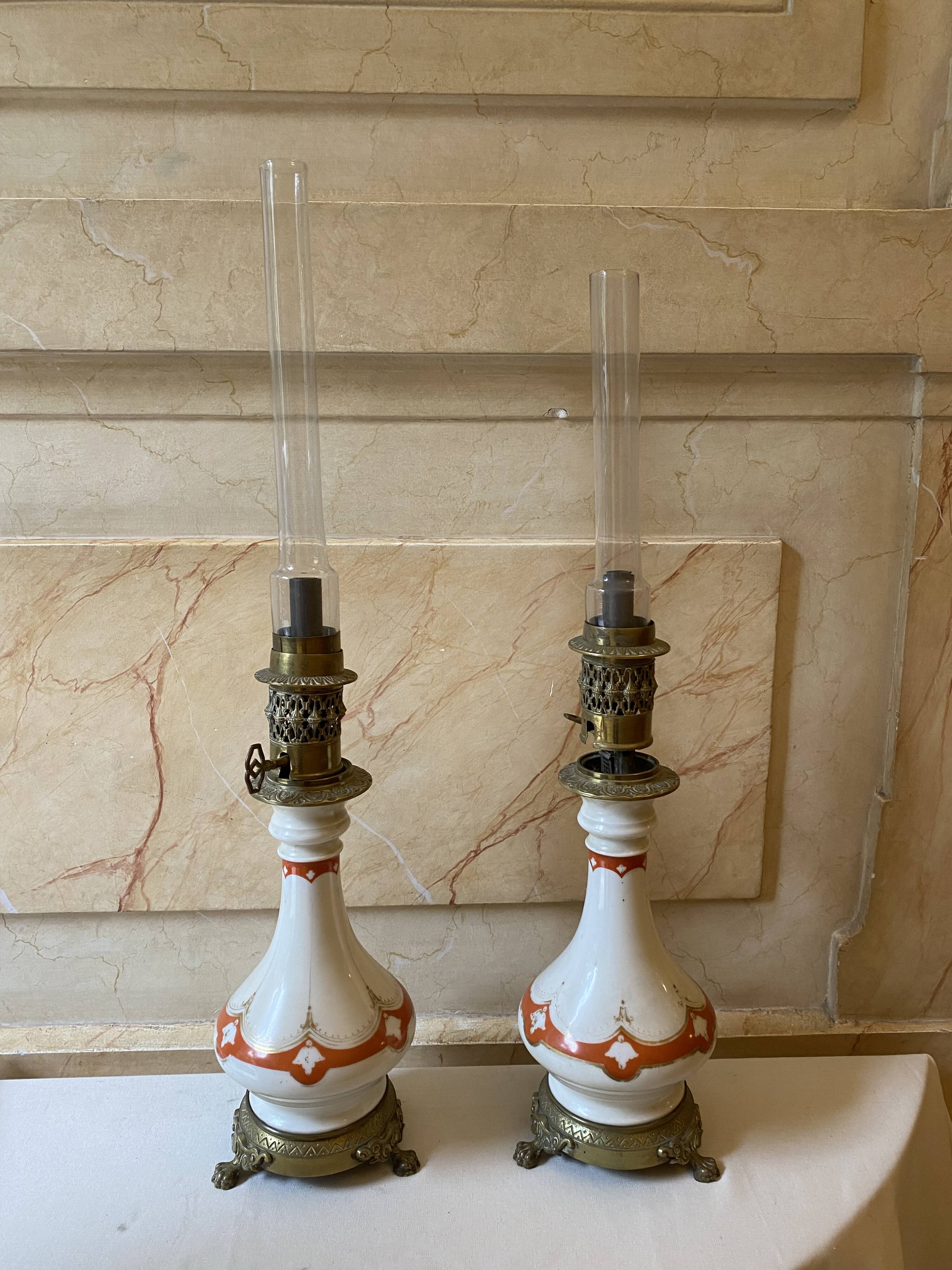 Paire de lampes à pétrole Napoléon III