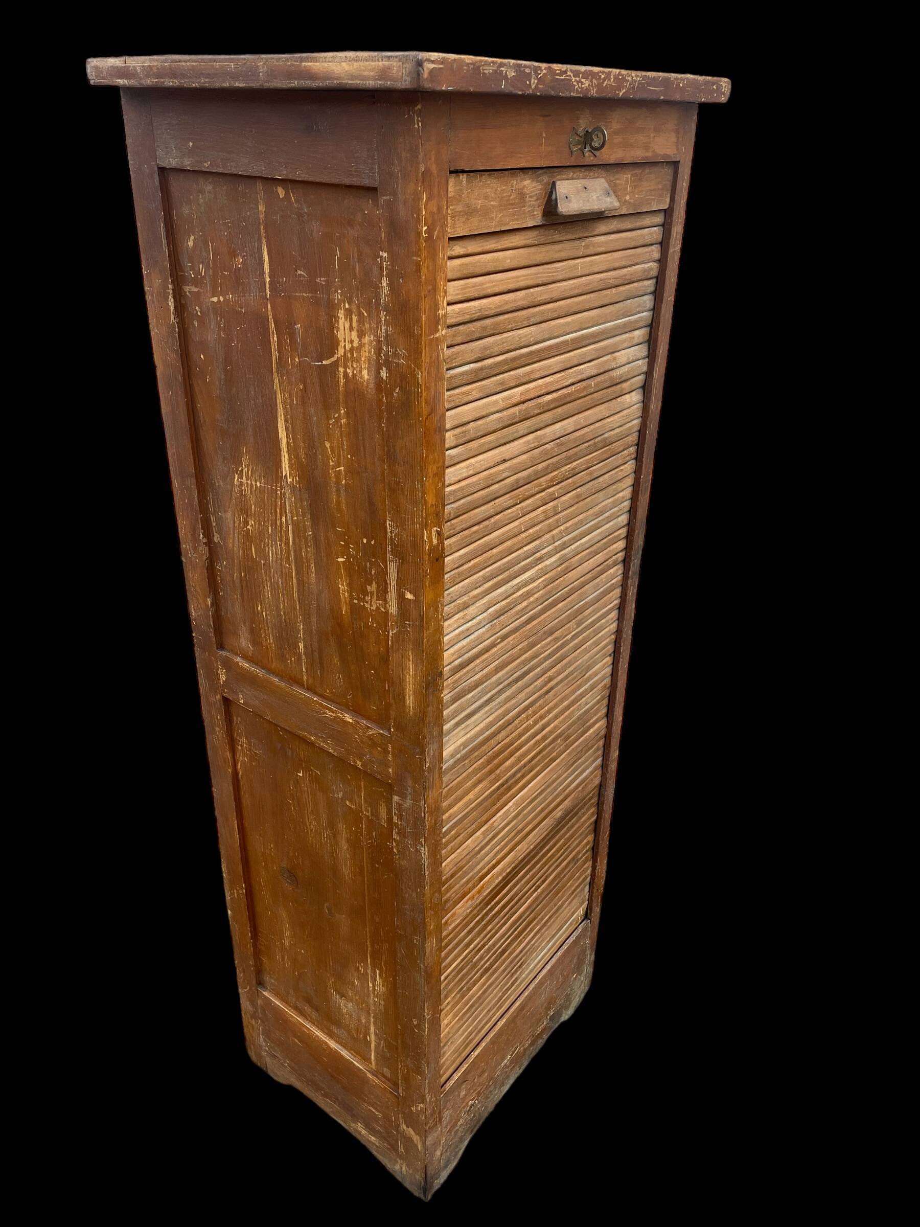 1920s fir curtain file cabinet