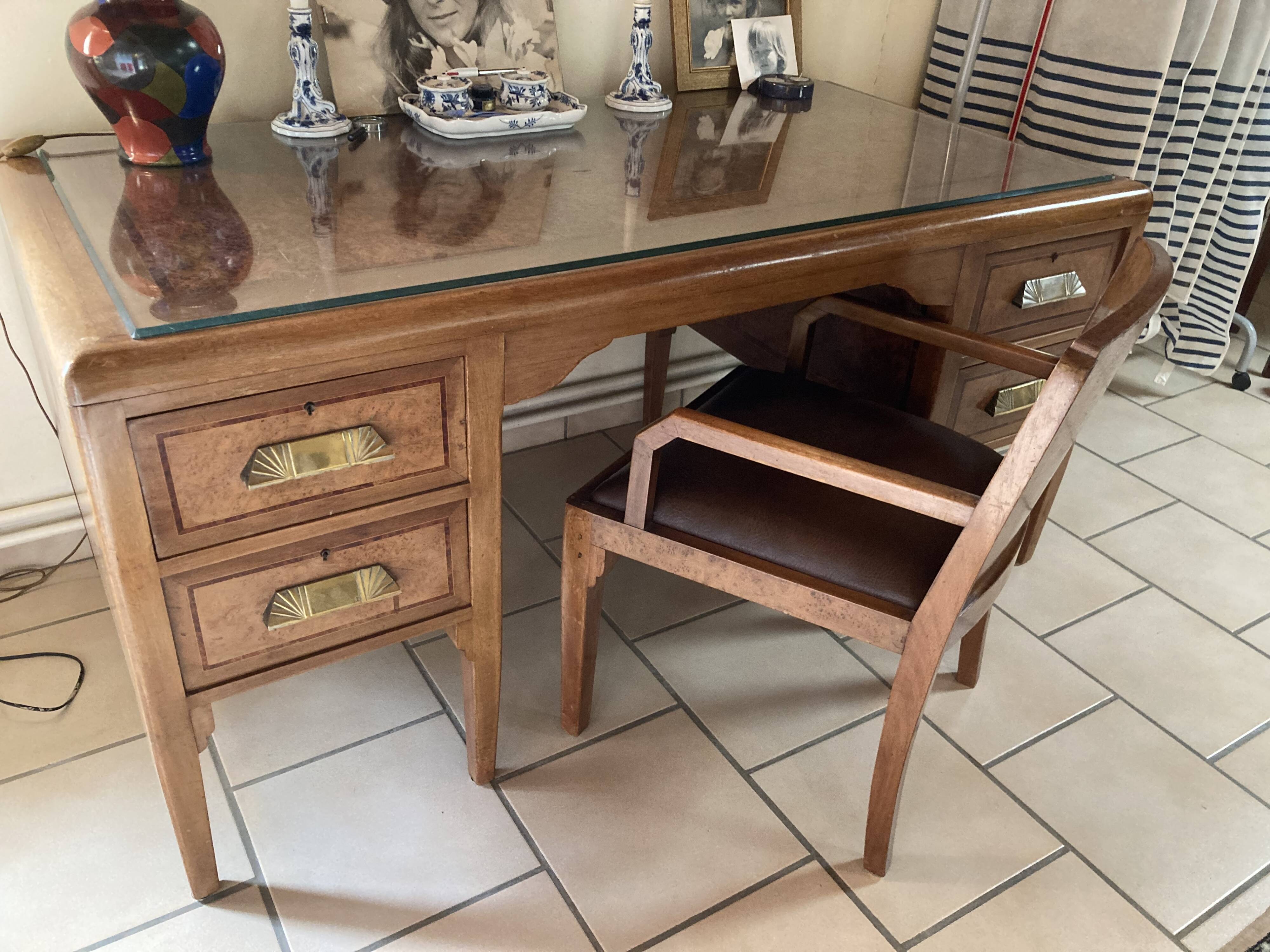 beau bureau art déco et son fauteuil