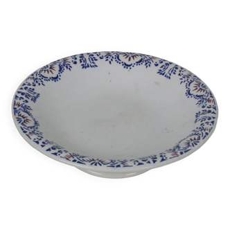 Plat piédouche, faïencerie Onnaing, vintage