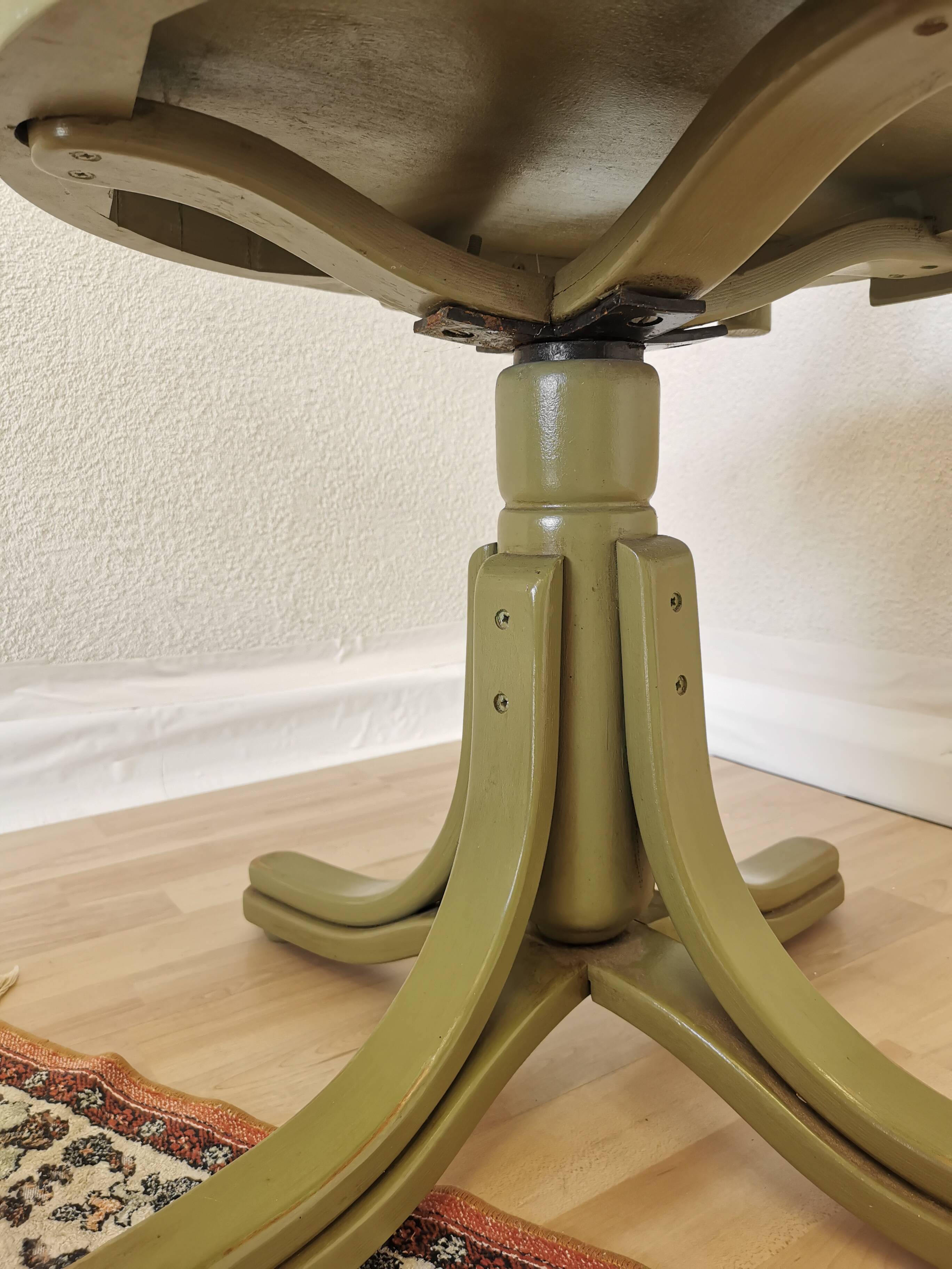 Vintage Thonet Style Bentwood Swivel Chair - Olive Green Retro Armchair
