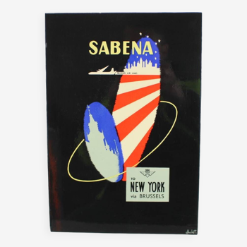 H. Hohet, Original Vintage Sabena Travel picture New York to Brussels Belgium by