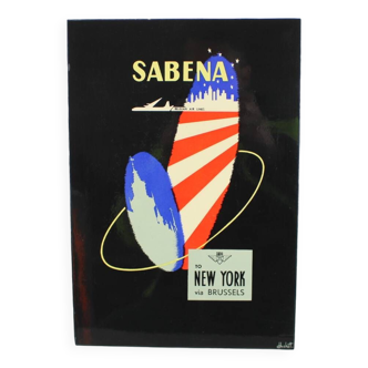 H. Hohet, Original Vintage Sabena Travel picture New York to Brussels Belgium by