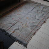 Vintage cactus silk carpet, grey and with original nomadic designs. free shipping in europe 225x135cm