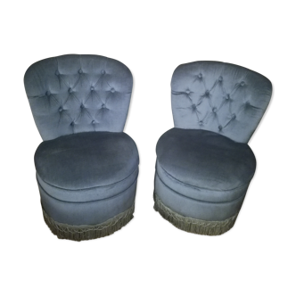 Duo of velvet toad chairs